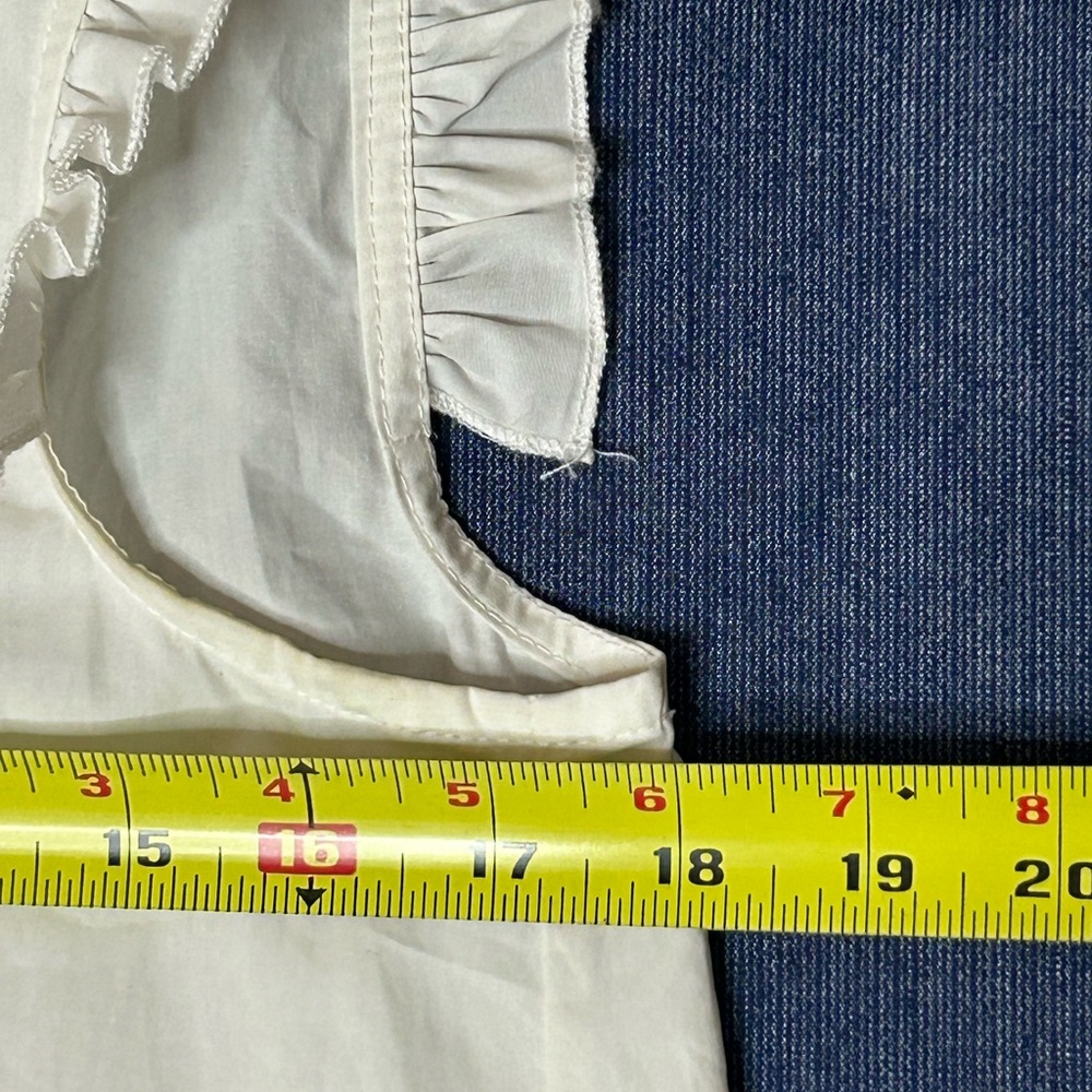 Cotton White Sleeveless Maxi Dress - V-Neck with Ruffled Shoulders - Picture 6 of 7
